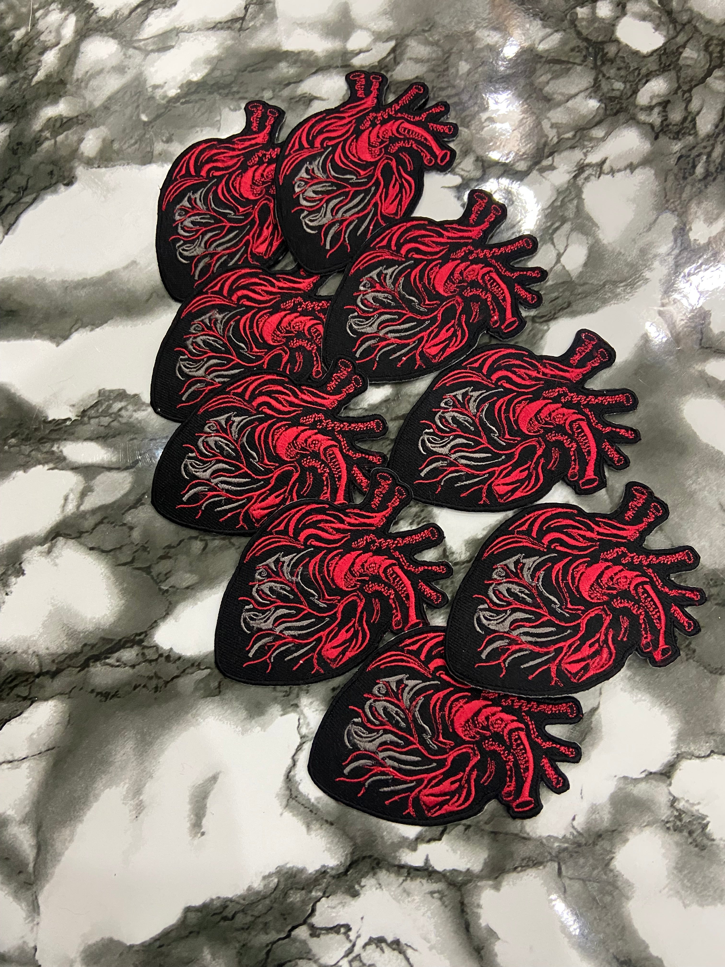 Anatomical Dark Heart Patch – Gothic Aesthetic & Edgy Embroidered Applique