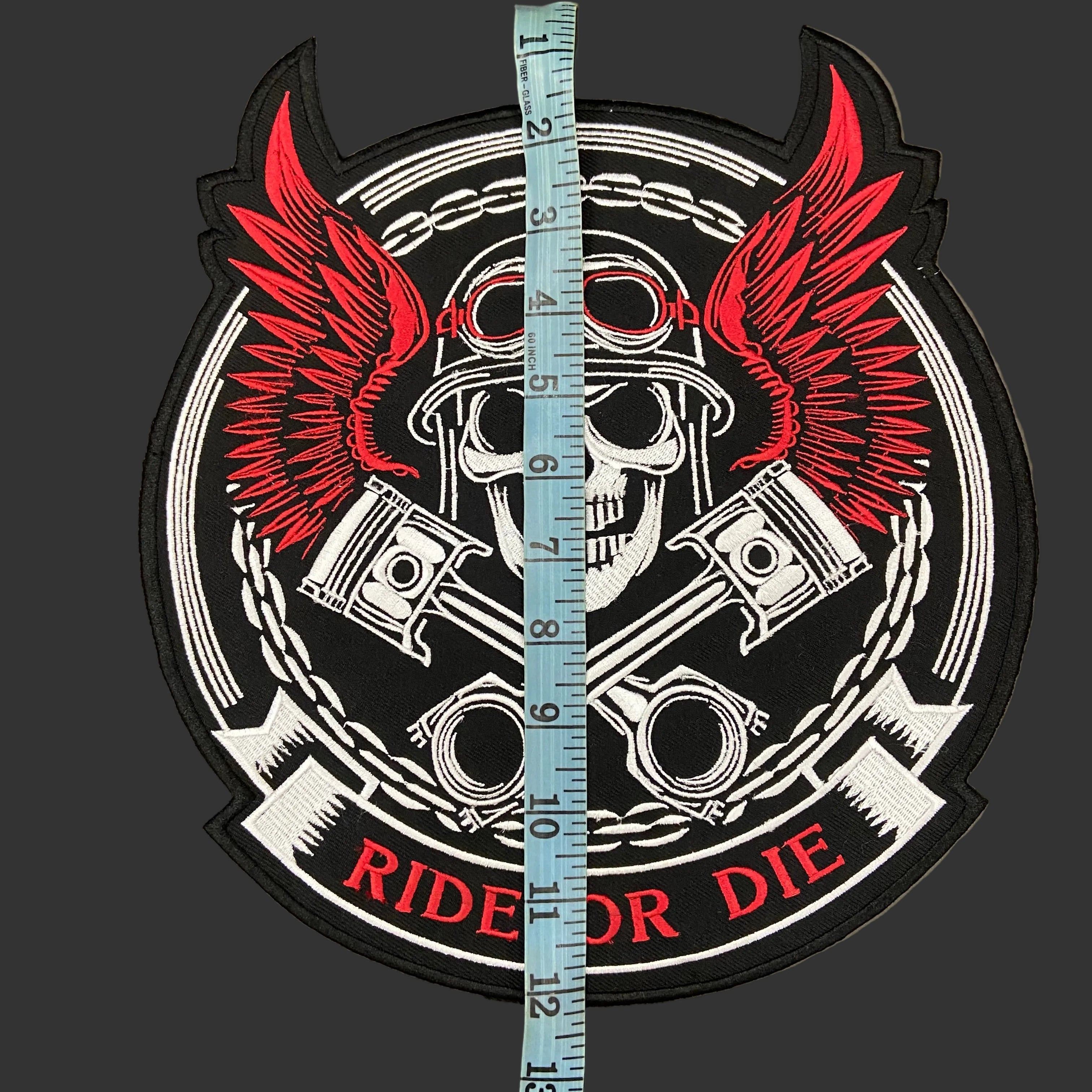 Ride or Die Biker Back Patch – Large Skull & Wings Embroidered Patch – Iron-On for Leather Vests