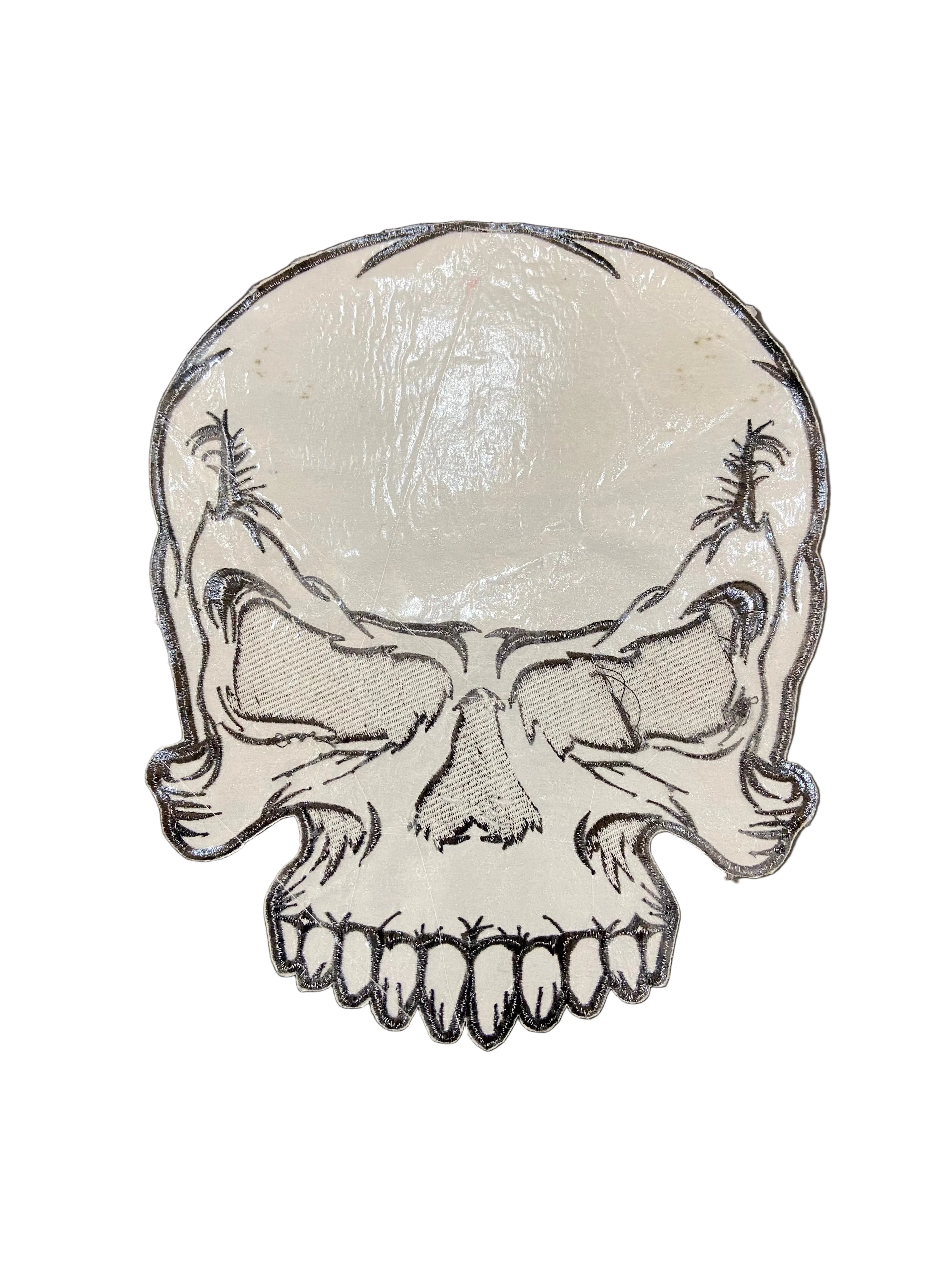 Large Skull Biker Patch: Embroidered Iron-On Vest Applique