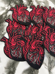 Anatomical Dark Heart Patch – Gothic Aesthetic & Edgy Embroidered Applique