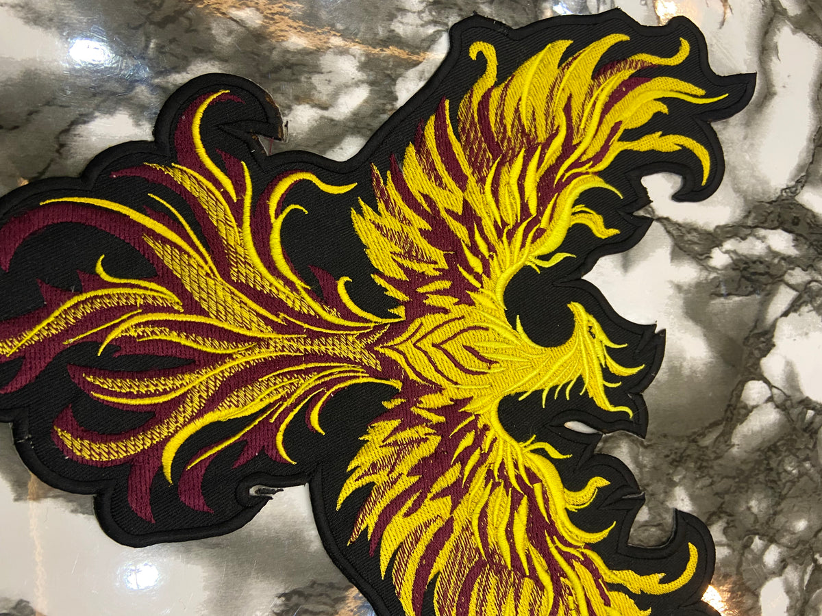 Golden Phoenix Rising Patch Set – Majestic Firebird Embroidered Applique