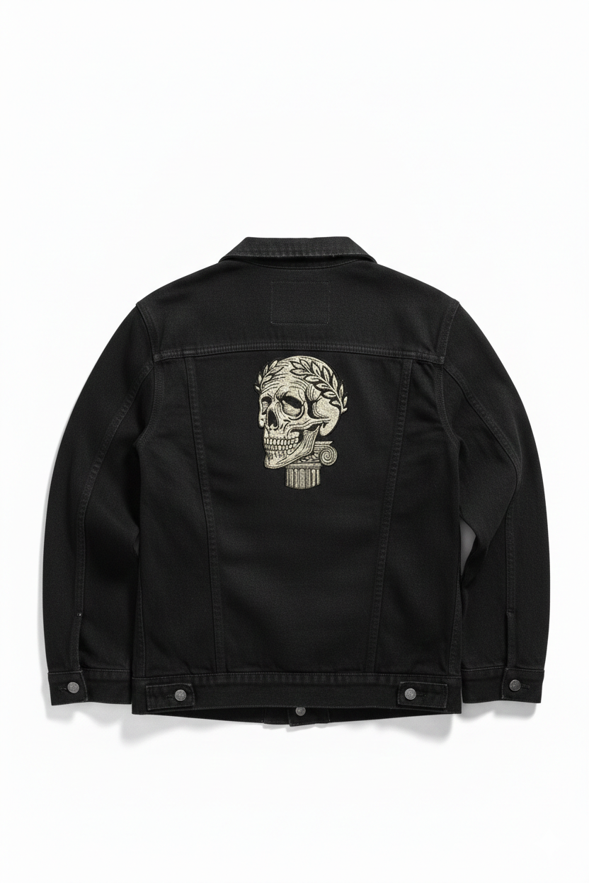 Skull and Ionic Pillar Embroidery Design – Dark Academia File (8 Sizes and Formats)