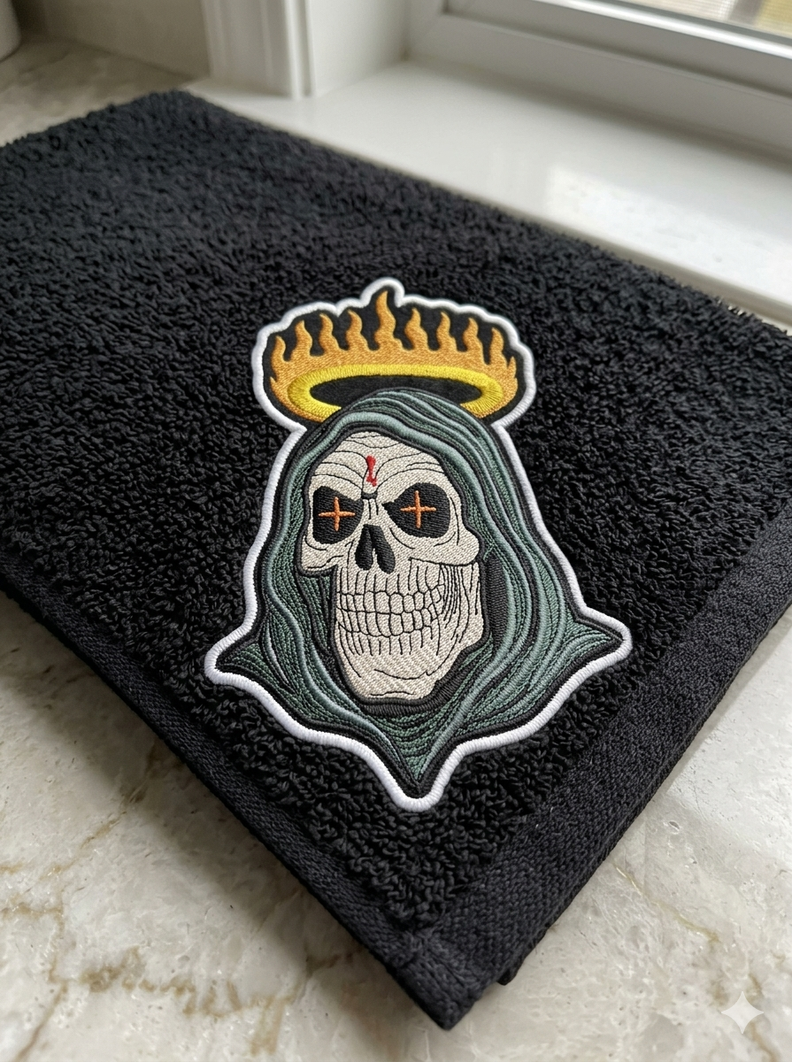 Grim Reaper Embroidery Design, Skeleton Scythe Gothic Pattern (Instant Download)