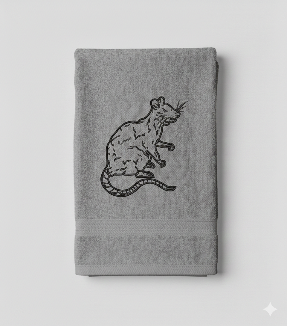 Rat Machine Embroidery Design, Rodent Line Art Embroidery File