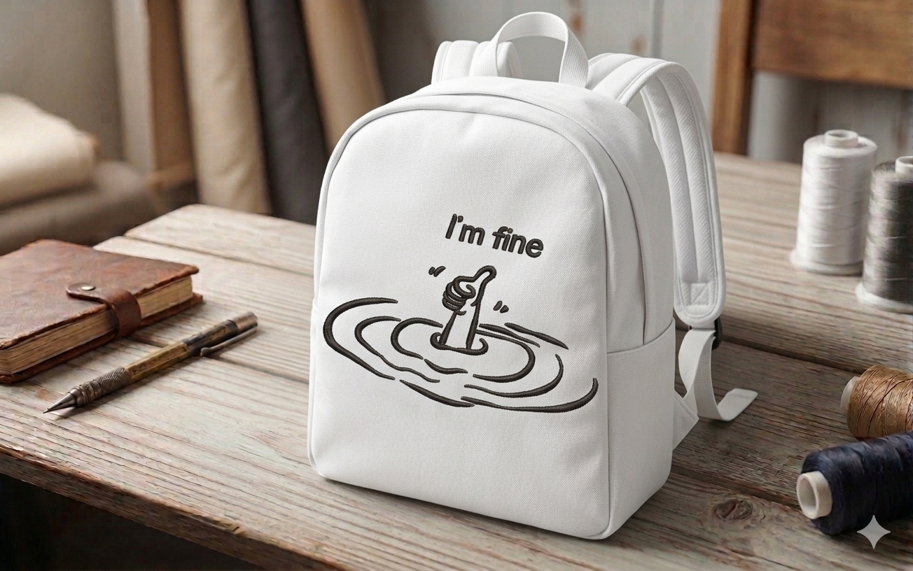 I'm Fine Thumbs Up Drowning Machine Embroidery Design - 8 Sizes Included