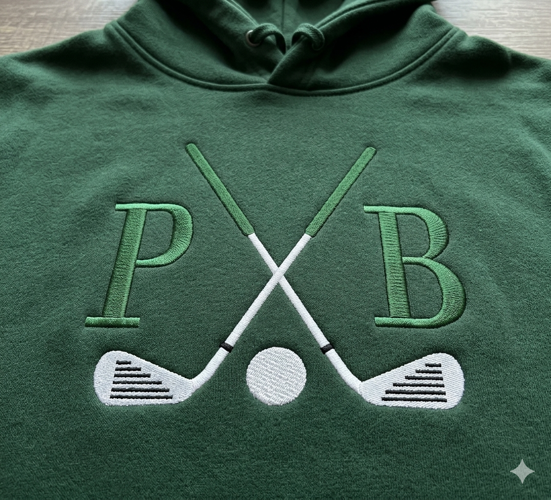 Golf Monogram Frame Embroidery Design, Clubs Border (Instant Download)