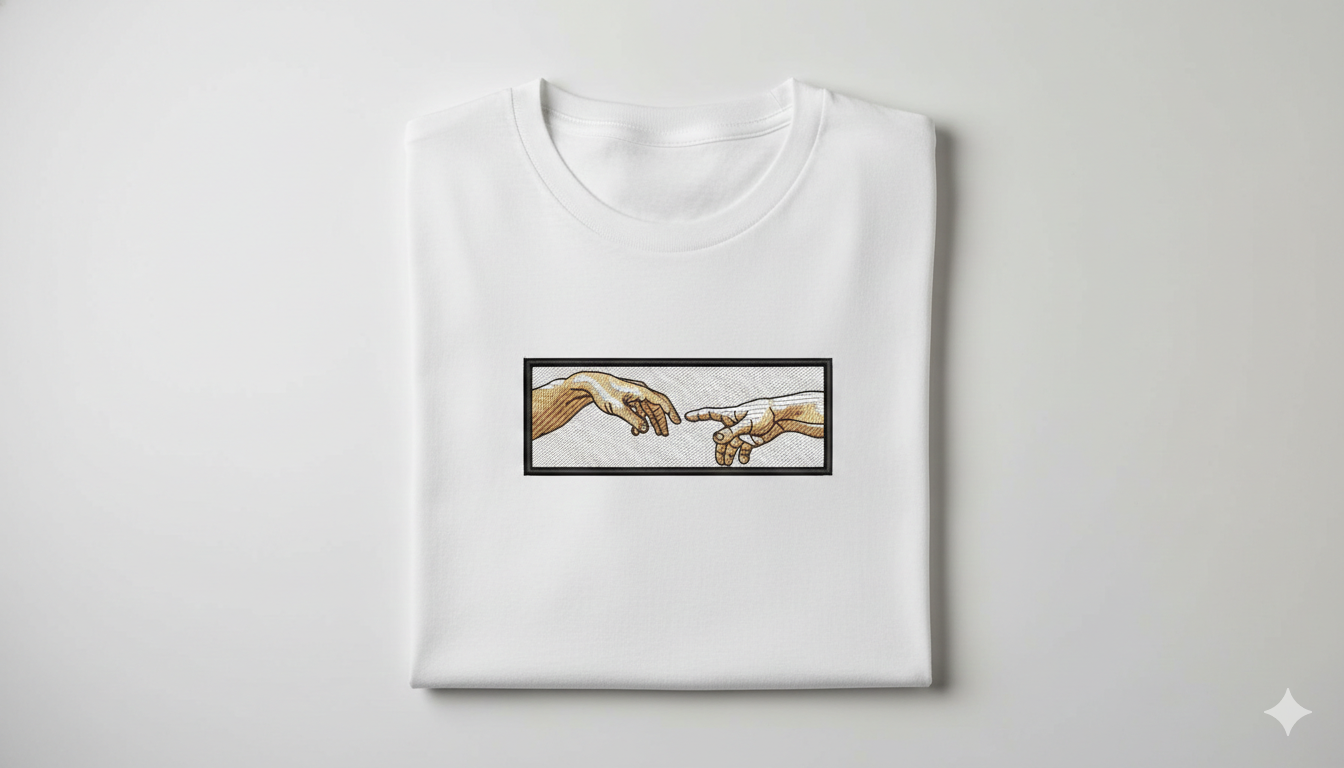 Creation of Adam Embroidery Design, Michelangelo Hands (Digital Download)