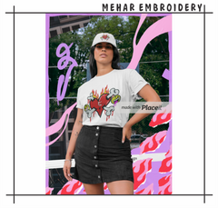 Broken Heart Crossbones Embroidery, Edgy Y2K Streetwear Art, 8 Formats Digital Download