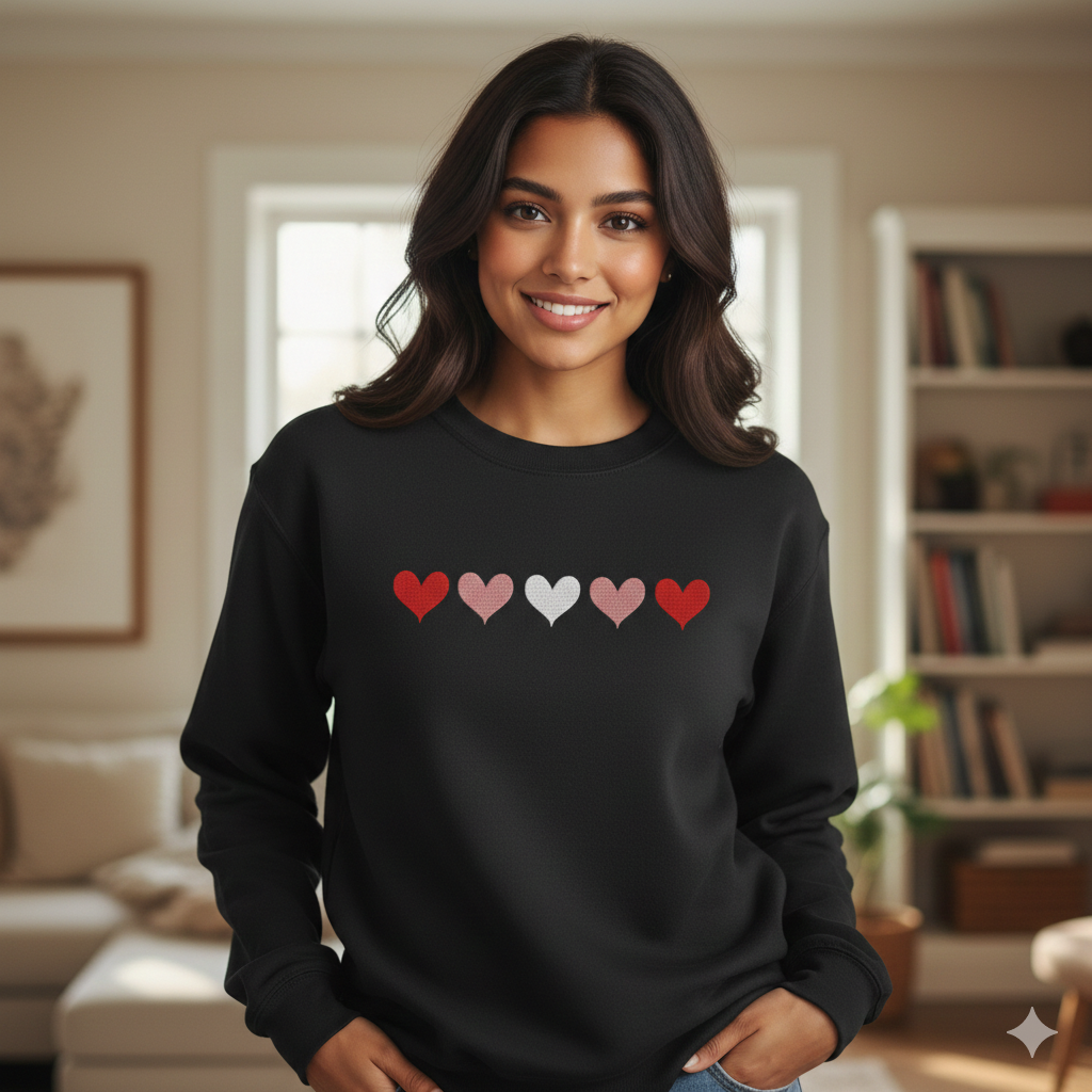 Rainbow Heart Row – Vibrant Valentine’s Day Embroidery Design