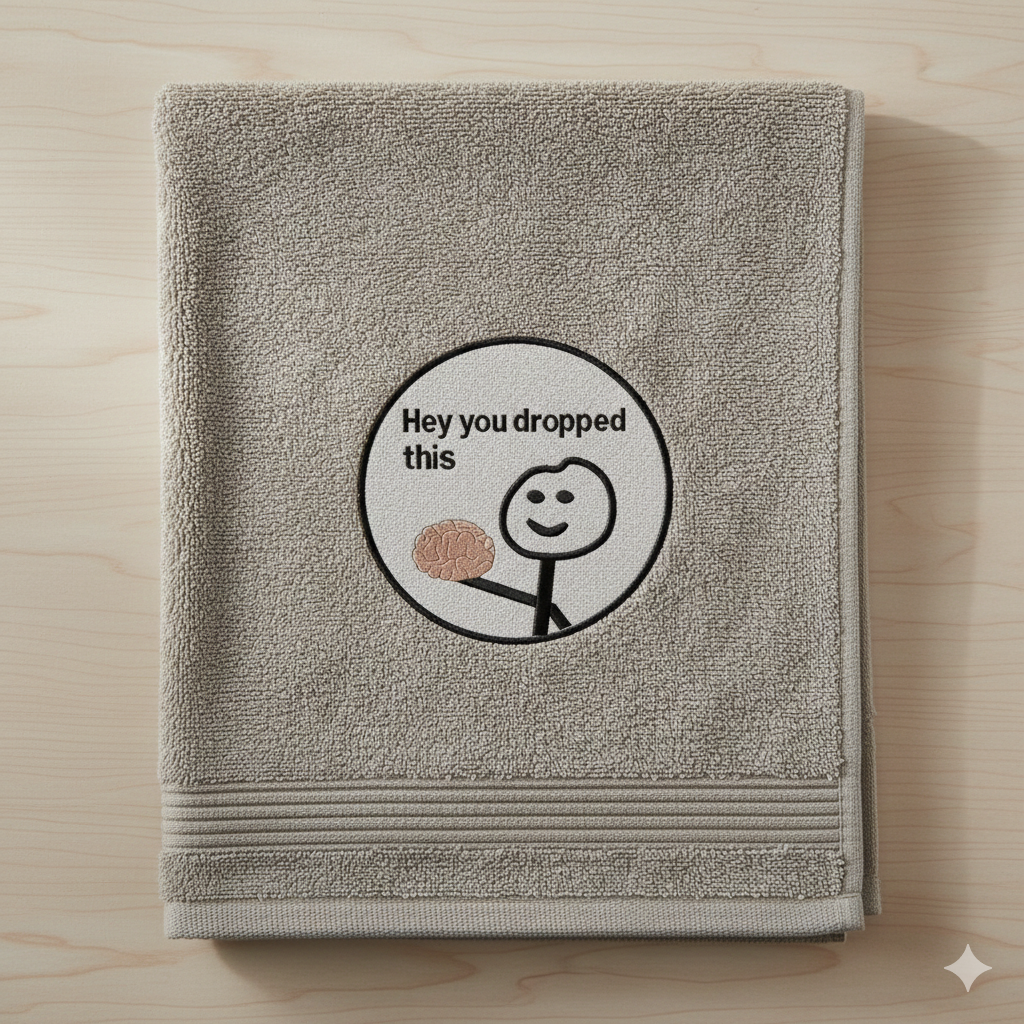 Funny Meme Embroidery Design, "Hey You Dropped This" Brain, 8 Sizes