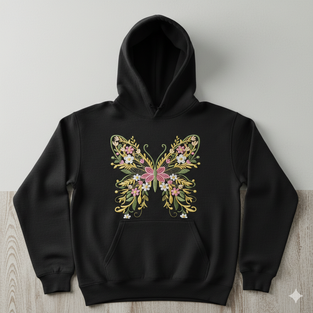 Floral Butterfly Machine Embroidery Design