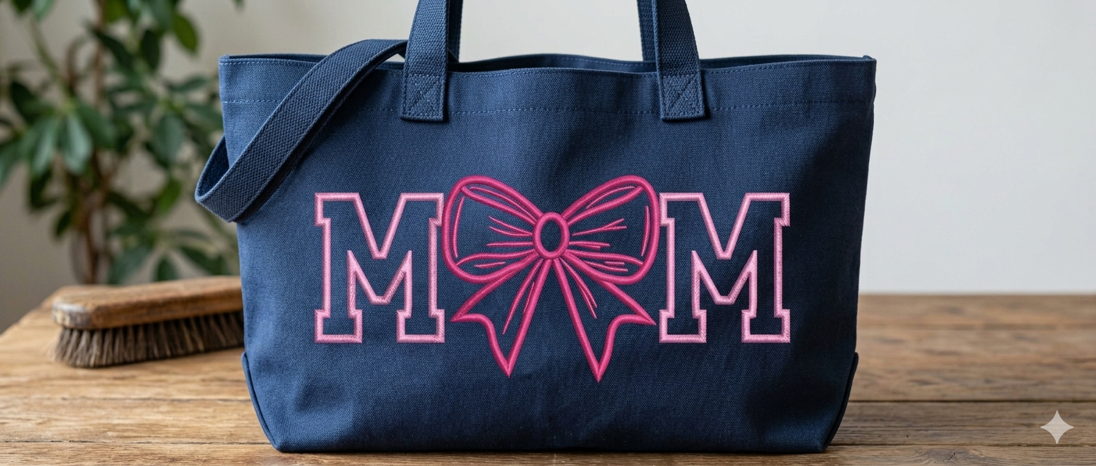 Coquette Bow "Mom" Embroidery Design – Girly Ribbon Machine File for Sweatshirts
