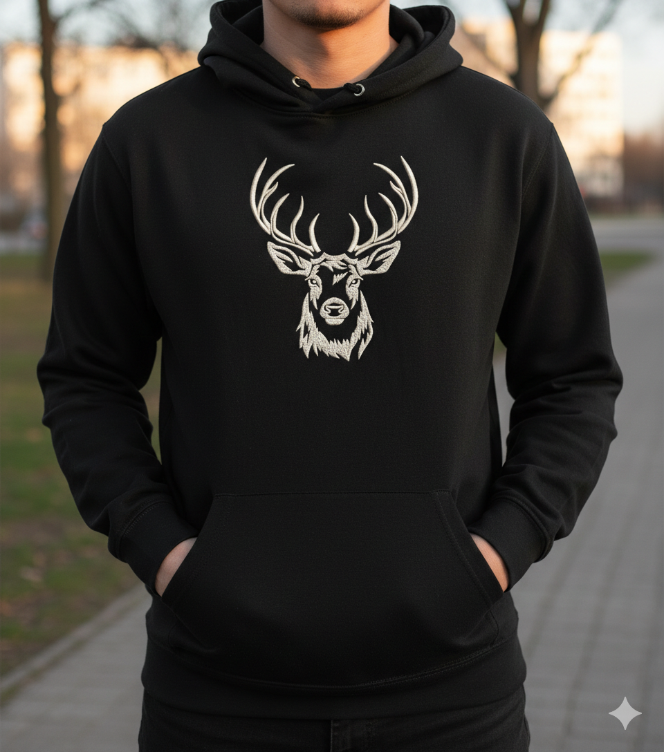 Deer Head Embroidery Design, Buck Antlers Pattern (8 Sizes & Formats), Instant Download