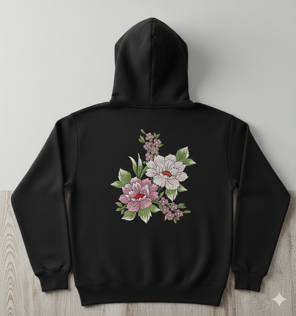 Peony Floral Bouquet Machine Embroidery Design, 8 Sizes (Digital Download)