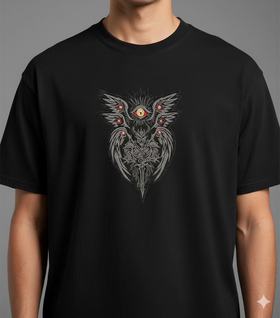 Gothic Seraphim and Dark Knight Machine Embroidery Design