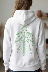 Majestic Knight Warrior Line Art Embroidery Design: Medieval Fighter Digital Pattern in All Formats.