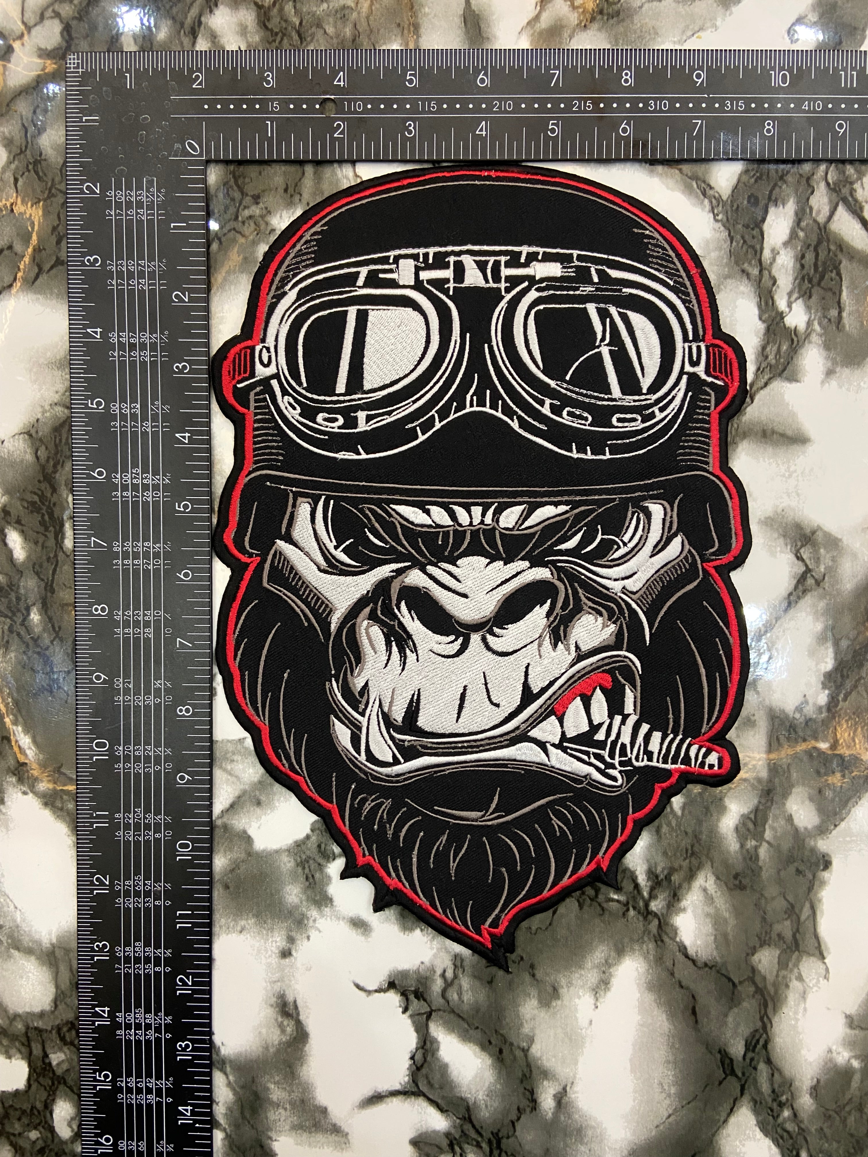 Biker Gorilla Piston Large Back Patch – Aggressive Free Rider Custom Applique