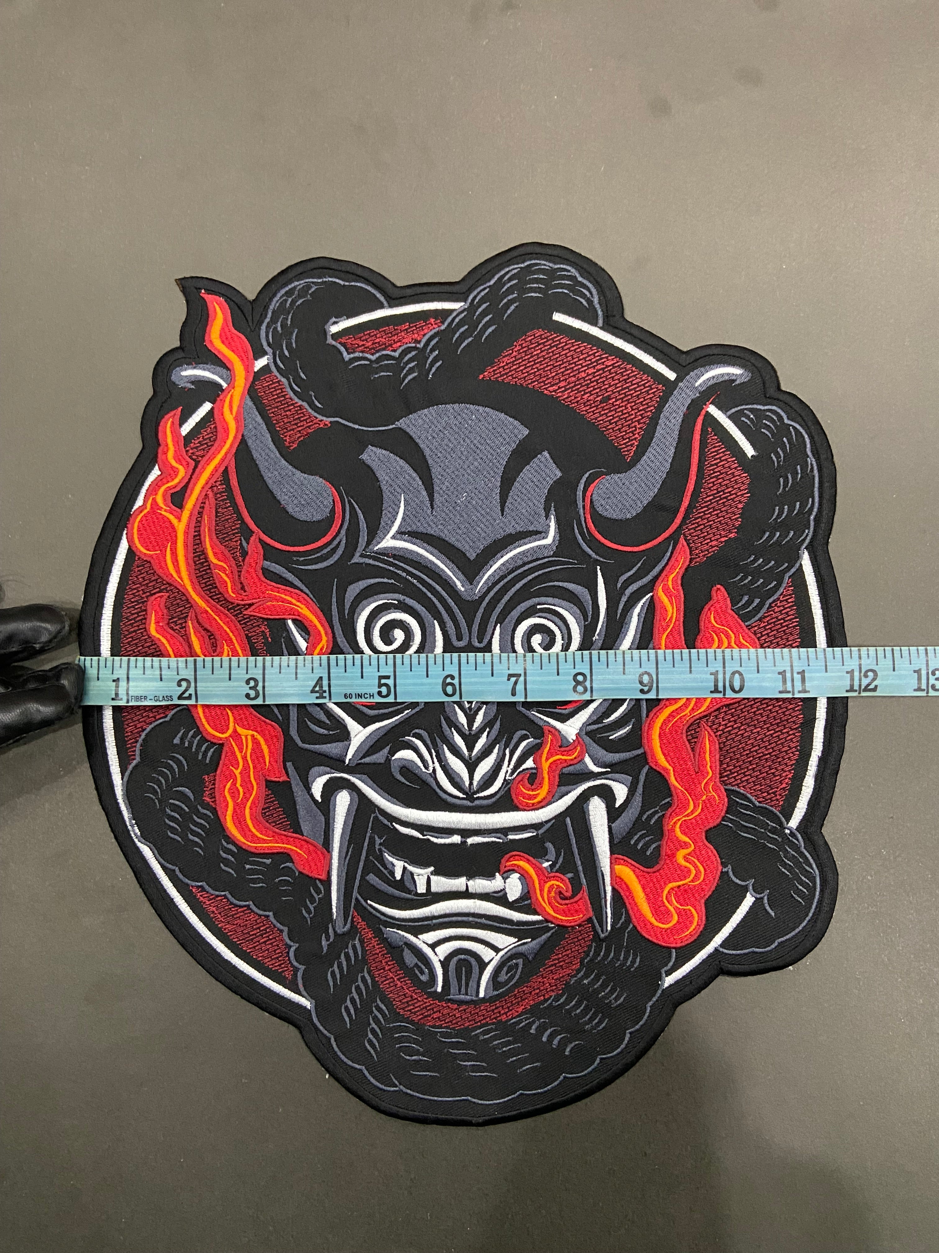 Japanese Oni Demon Back Patch | Dark Macabre & Neo-Traditional Art Applique