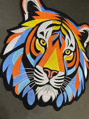 Vibrant Tiger Face Embroidery Patch: Iron-On or Sew-On Animal Applique