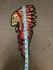Indiana Headdress Patch: Embrace the spirit of the chief. Detailed embroidered Native American headdress for jackets
