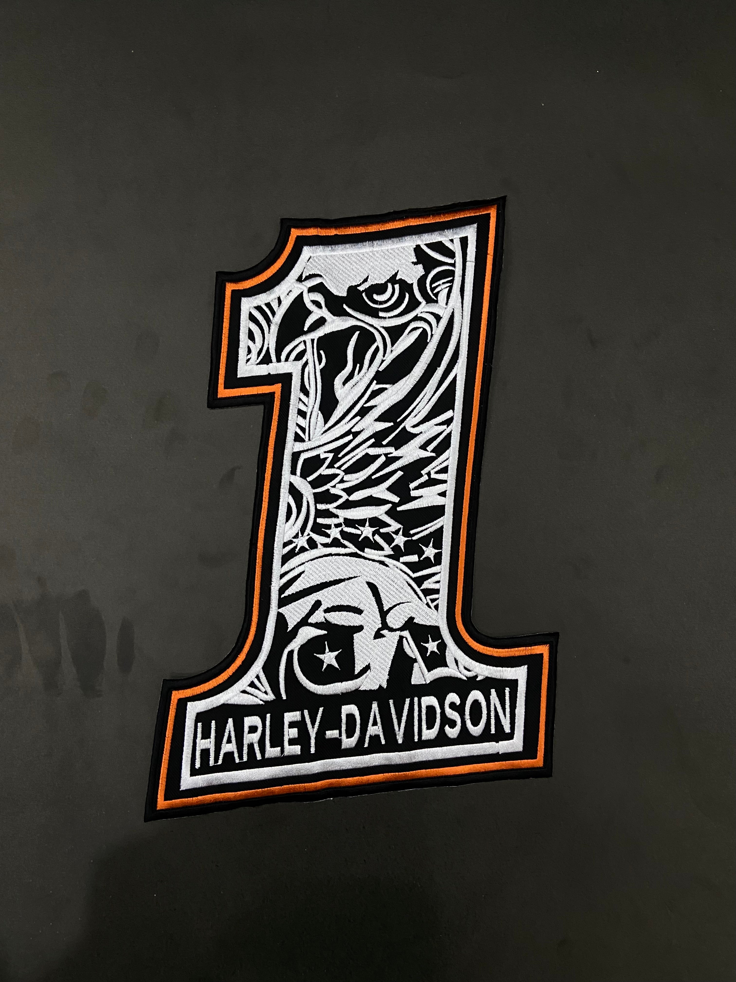 Large 12" H-D Eagle Symbol Patch | Premium Embroidered #1 Back Piece