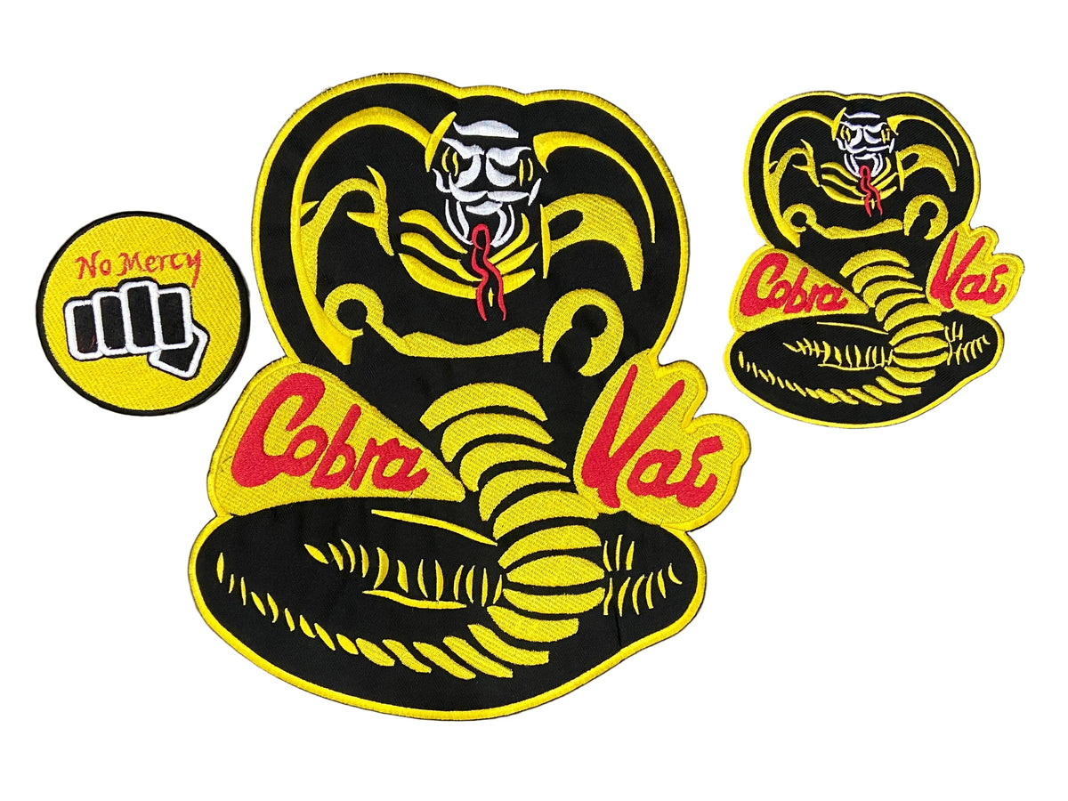 Cobra Kai Karate Kid Patches – Strike Hard No Mercy – Pick Your Size