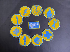 Team Fortress 2 BLU Uniform Set Patches Embroidery Iron On Sew Badge DIY Prop Costume TF2 Pyro Soldier Spy Scout Medic Engineer Heavy Sniper