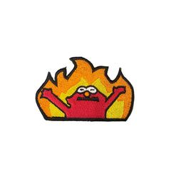 Elmo Flame Meme Embroidered Patch | Hellmo Rise Iron-On Patch | Funny Pop Culture Meme Badge for Jackets & Backpacks