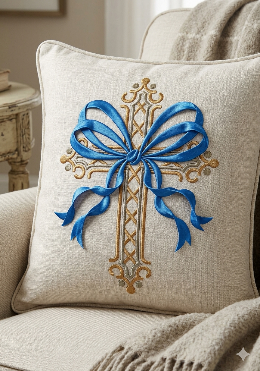 Christian Easter Cross Embroidery: Spring Flower Crucifix Design for Machine Stitching and Sublimation.