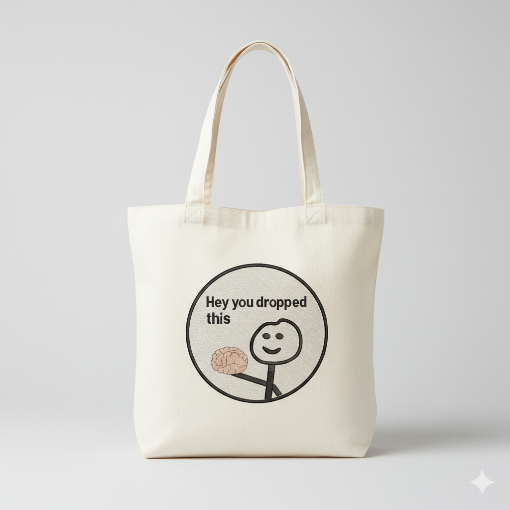 Funny Meme Embroidery Design, "Hey You Dropped This" Brain, 8 Sizes