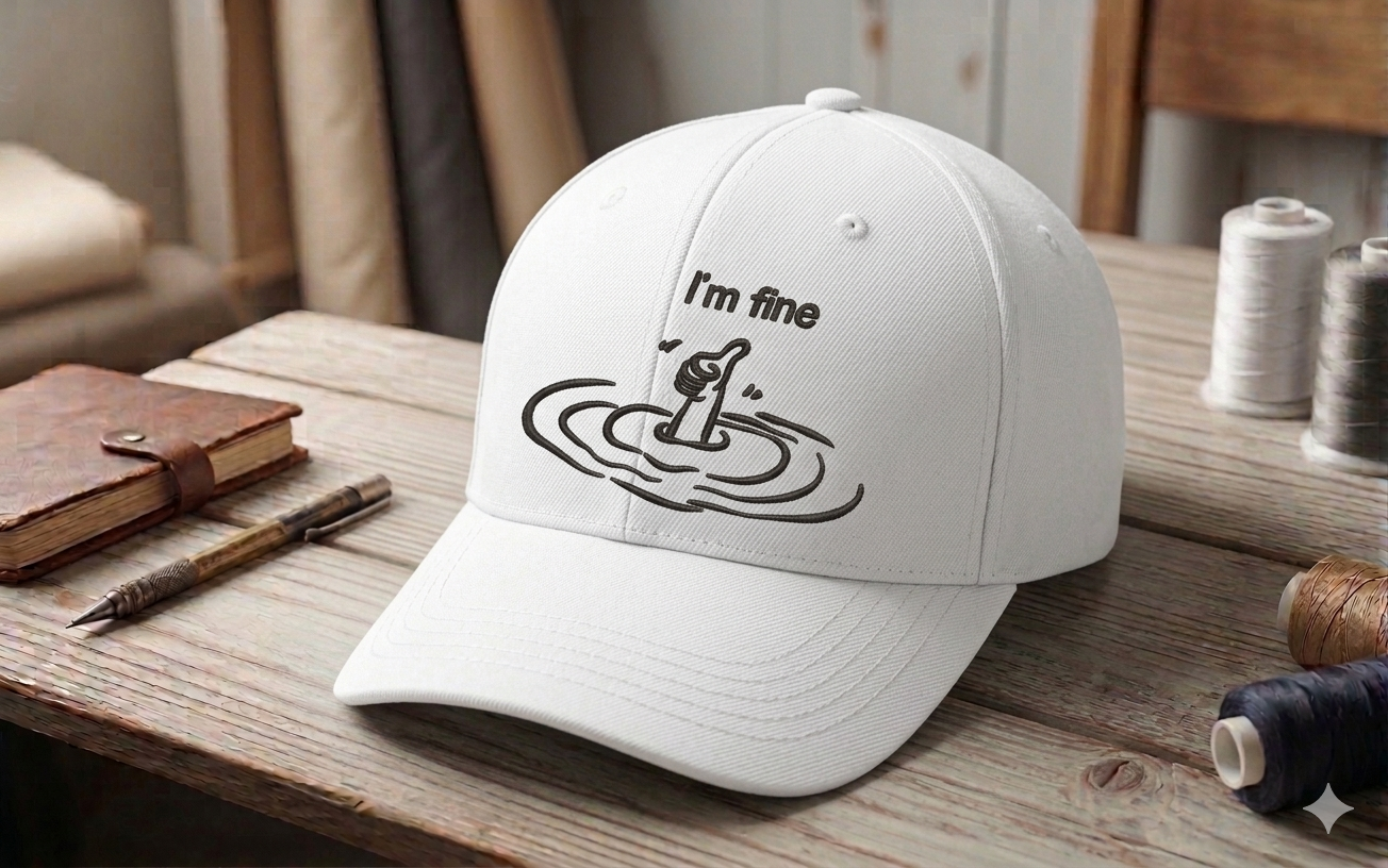 I'm Fine Thumbs Up Drowning Machine Embroidery Design - 8 Sizes Included