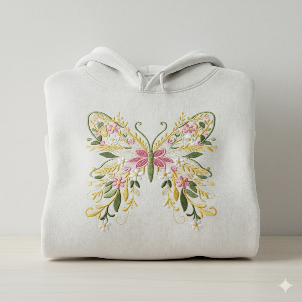 Floral Butterfly Machine Embroidery Design