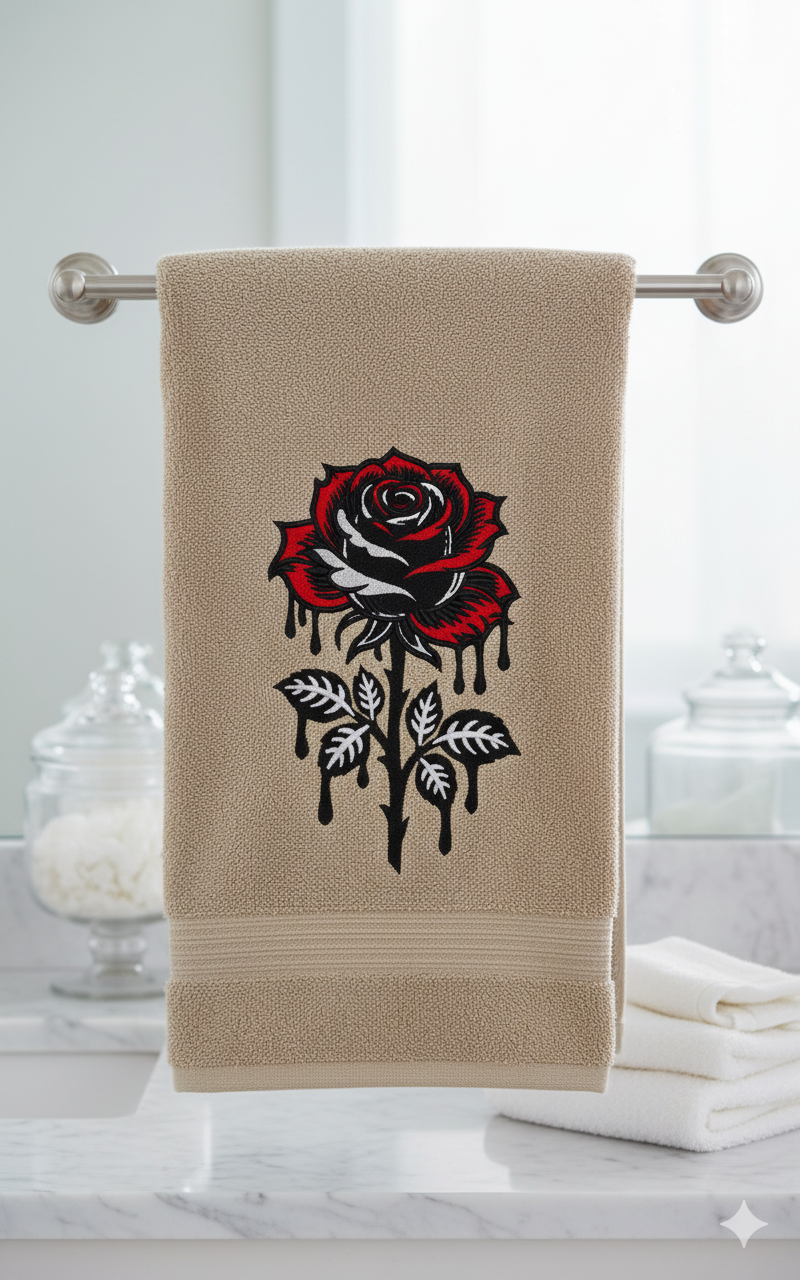Gothic Dripping Rose Machine Embroidery Design: Floral Digital File (Instant Download)