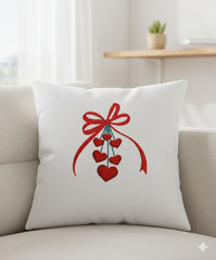 Valentine’s Day Ribbon Bow with Dangling Hearts – Machine Embroidery Design