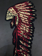 Indiana Headdress Patch: Embrace the spirit of the chief. Detailed embroidered Native American headdress for jackets