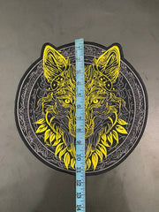 Golden & Grey Wolf Large Back Patch | Antique Style Biker & Sigil Emblem
