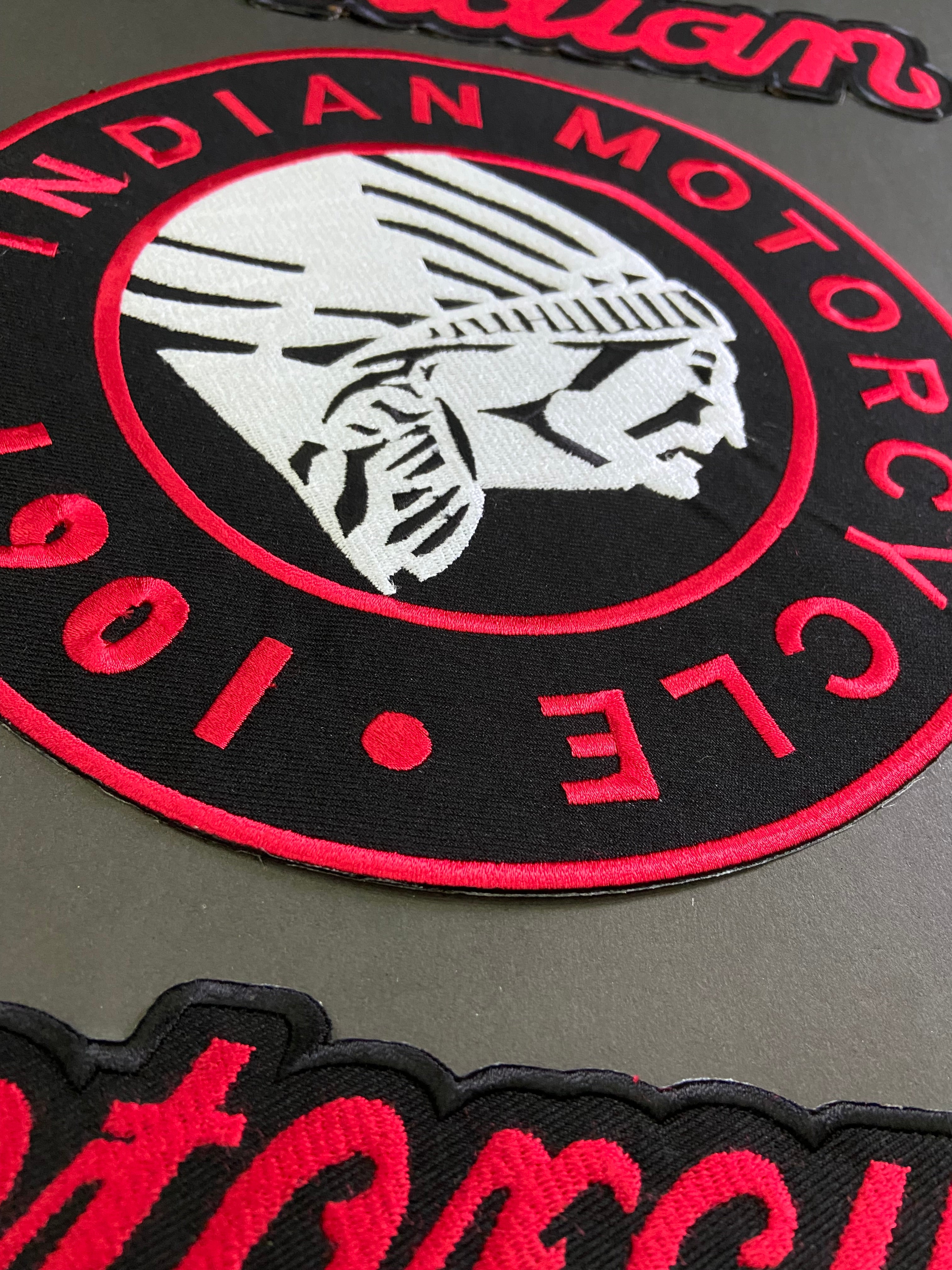 Indian Motorcycle Embroidered Patch Set – Heritage Top & Bottom Rockers with Centerpiece