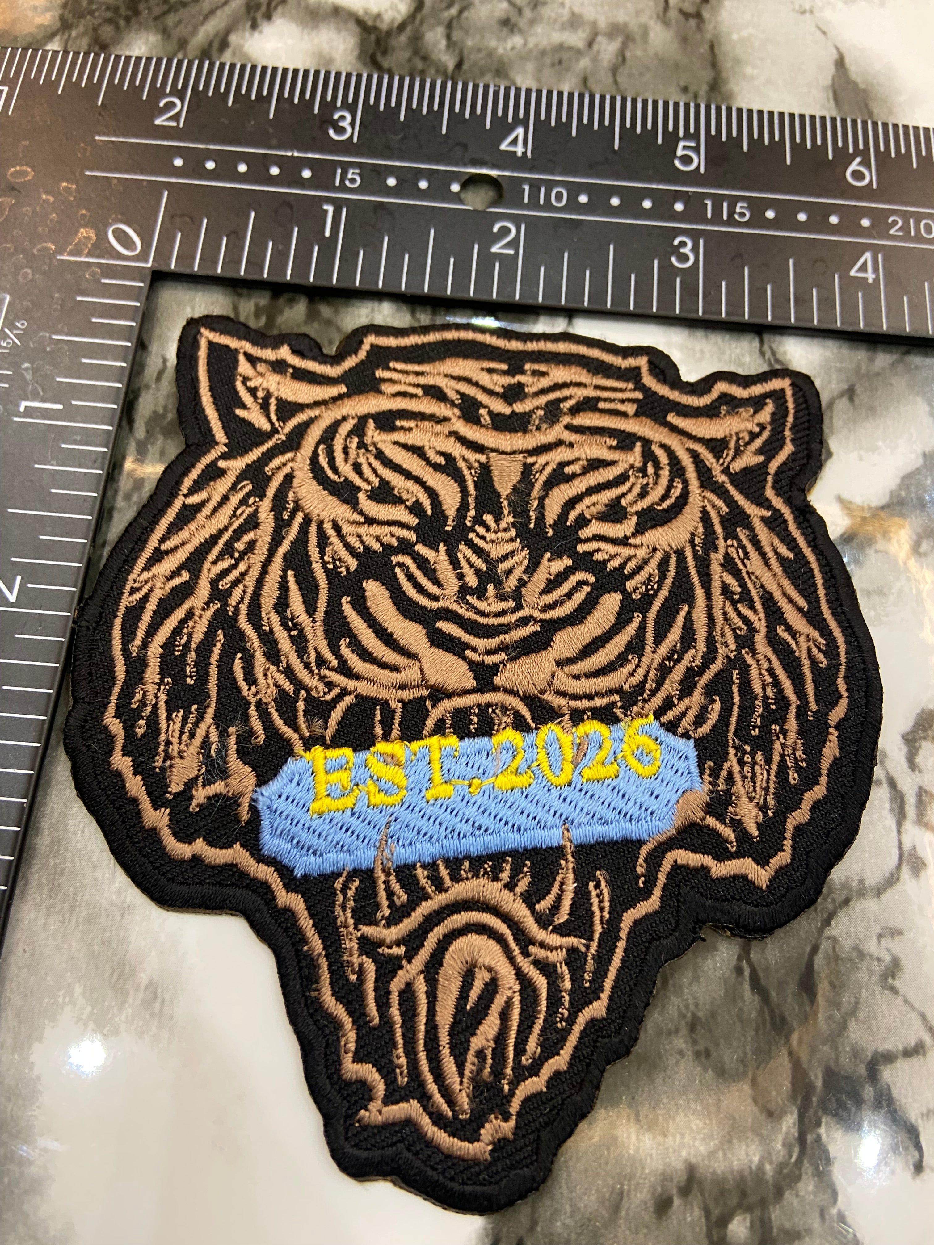 Bengal Tiger Head Embroidered Patch – EST 2026 Spirit Animal Mascot Badge