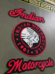 Indian Motorcycle Embroidered Patch Set – Heritage Top & Bottom Rockers with Centerpiece