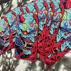 Japenese oni mask, ogre styled kensuke art embroidered back patch for biker jackets and vests