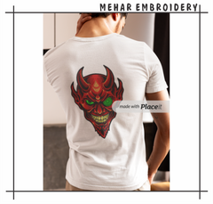 Red Devil Demon Machine Embroidery Design, Evil Ogre Monster Stitch File, 4 Sizes & 8 Formats