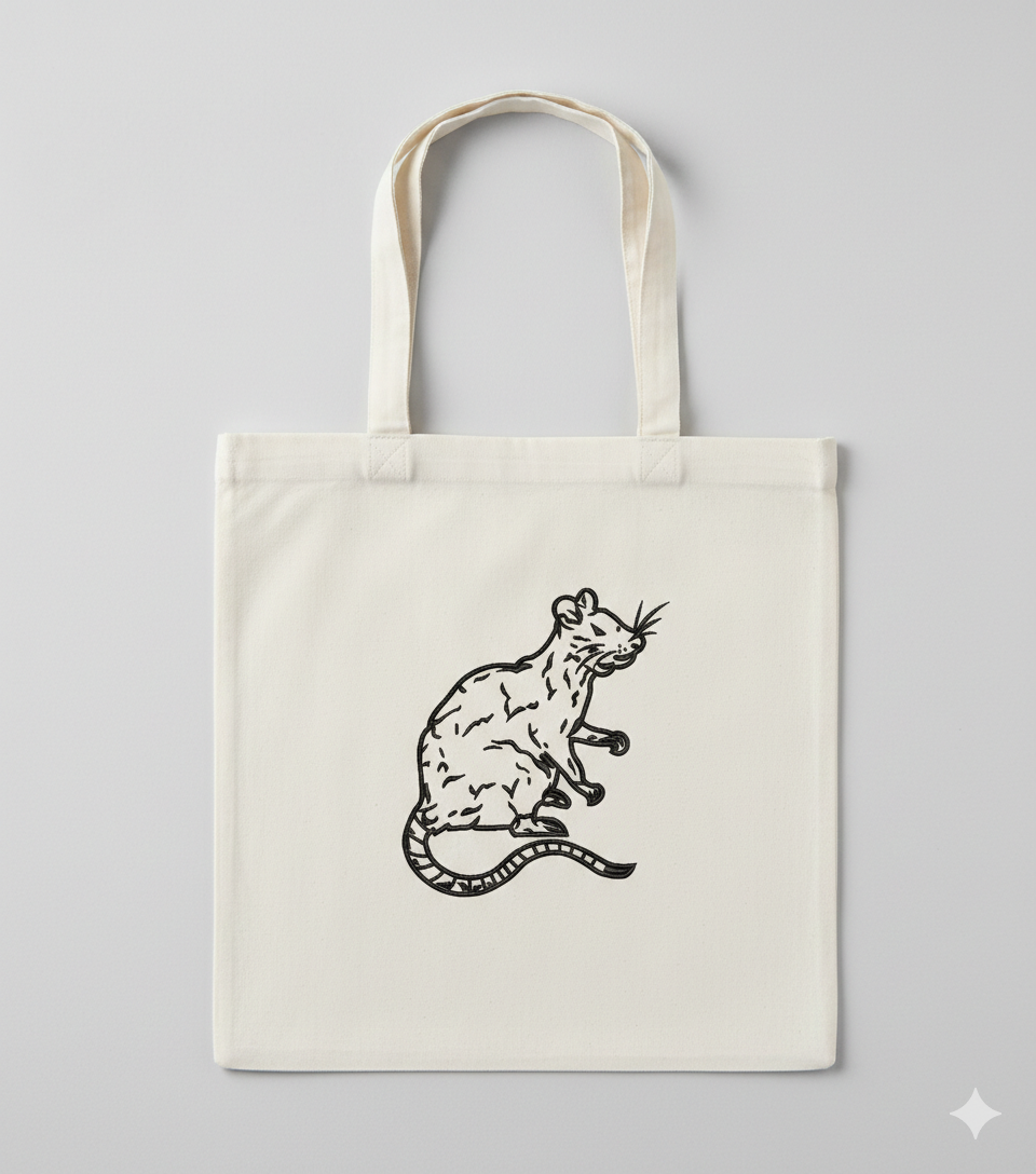 Rat Machine Embroidery Design, Rodent Line Art Embroidery File