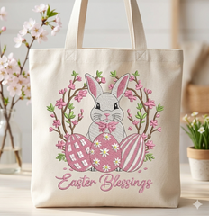 Easter Bunny Floral Embroidery Design – Spring Rabbit Eggs (Instant Download)