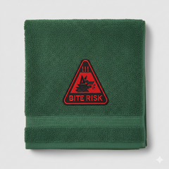 Bite Risk Wolf Warning Machine Embroidery Design – Triangle Patch Motif in 8 Sizes and Multiple Formats