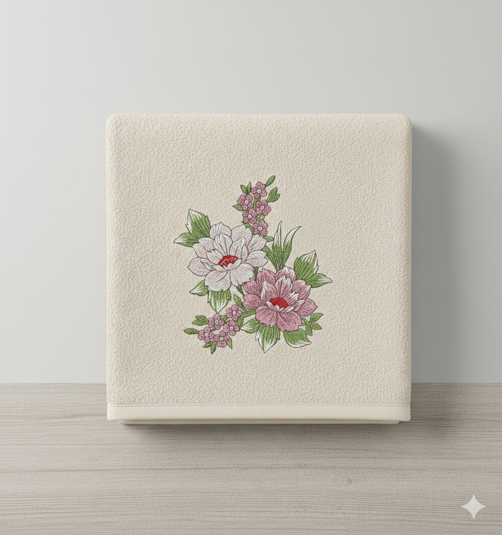 Peony Floral Bouquet Machine Embroidery Design, 8 Sizes (Digital Download)