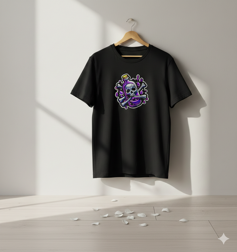 Skull Poison Potion Embroidery, Gothic Magic Bottle Machine Embroidery Design