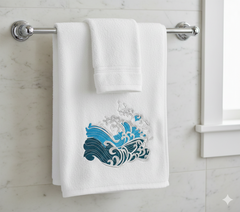 Japanese Wave Embroidery Design, Ocean Art (Digital File)