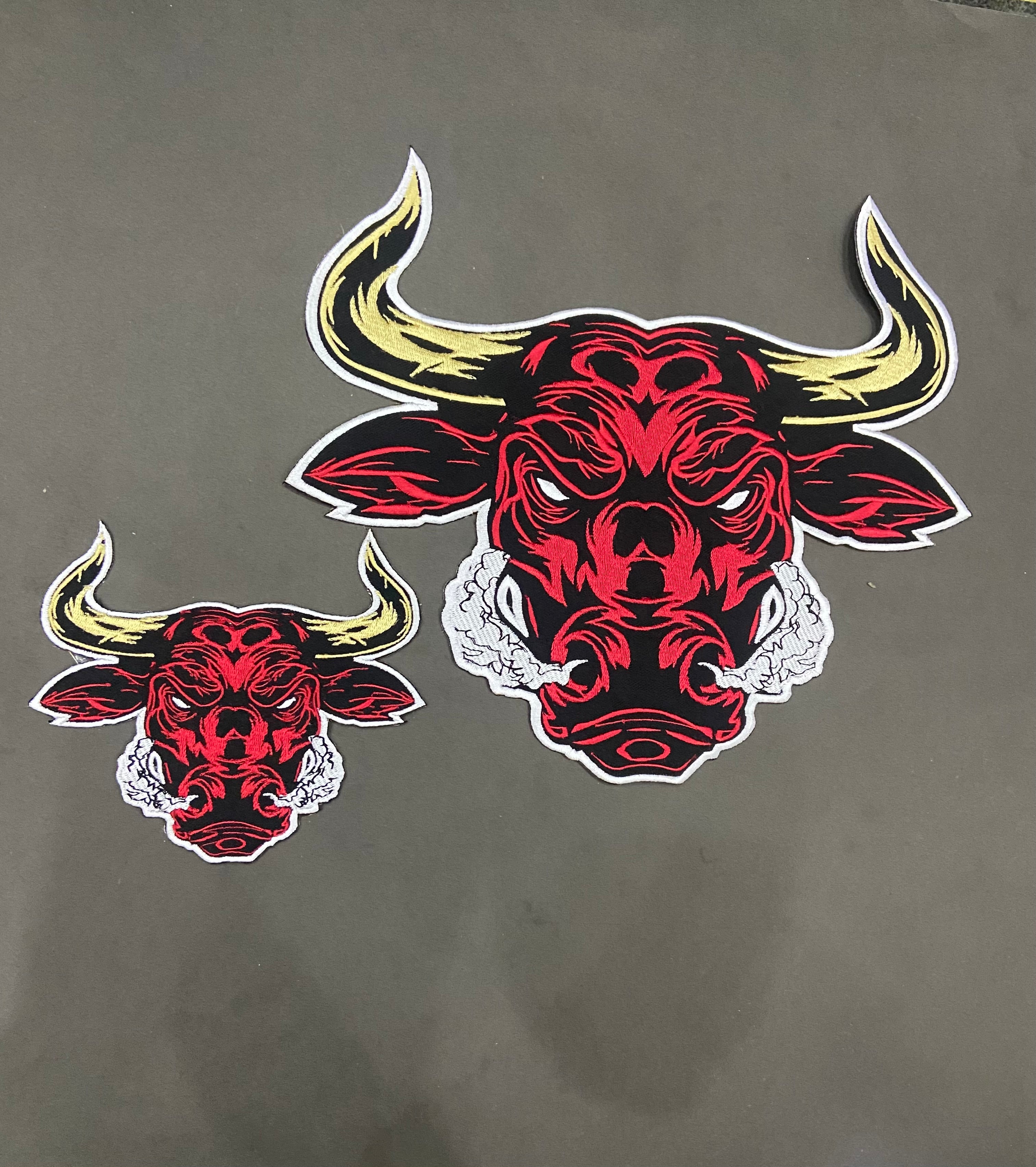 Raging Bull Embroidered Patch – Fierce Bull Head Applique
