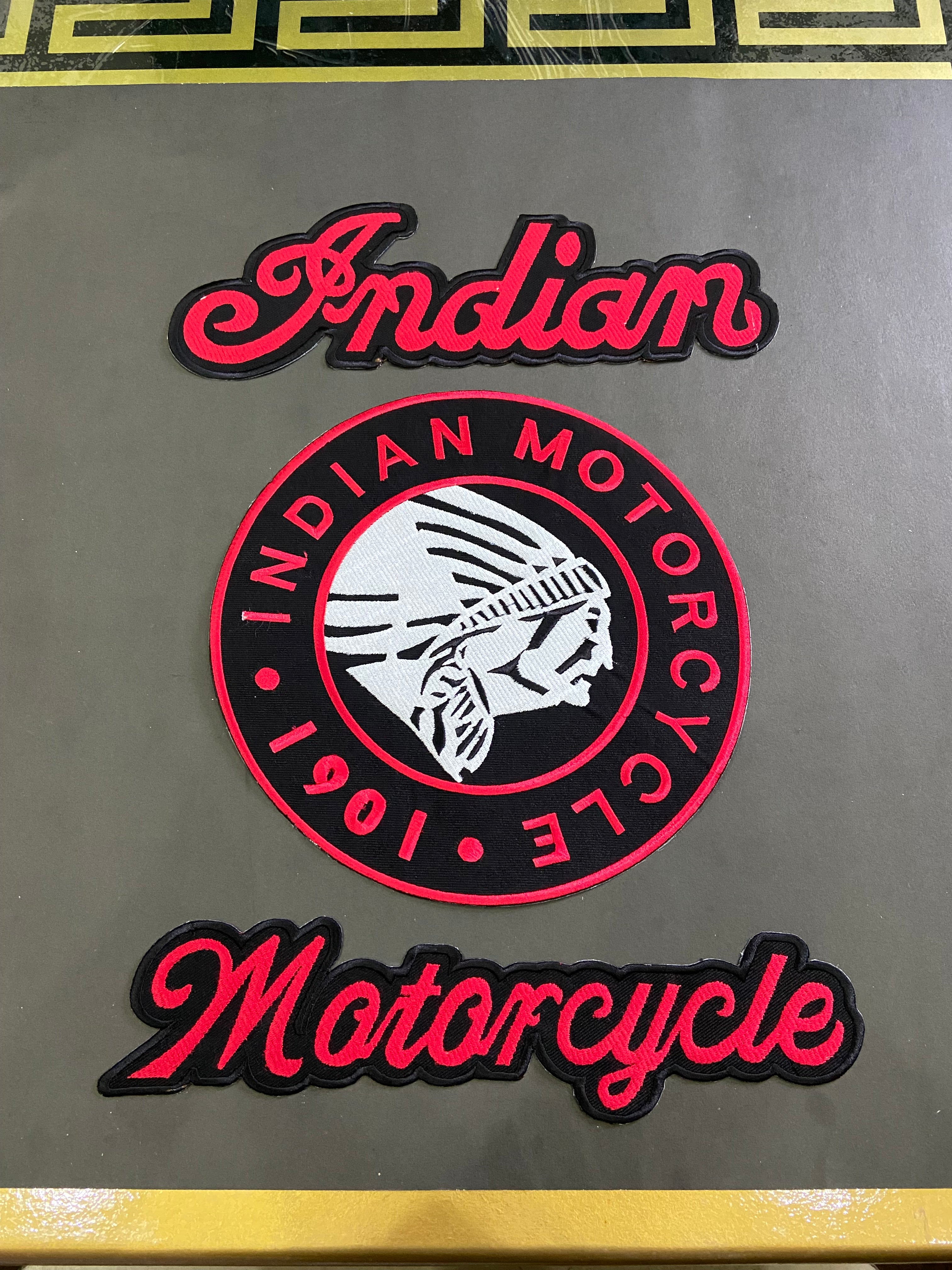 Indian Motorcycle Embroidered Patch Set – Heritage Top & Bottom Rockers with Centerpiece