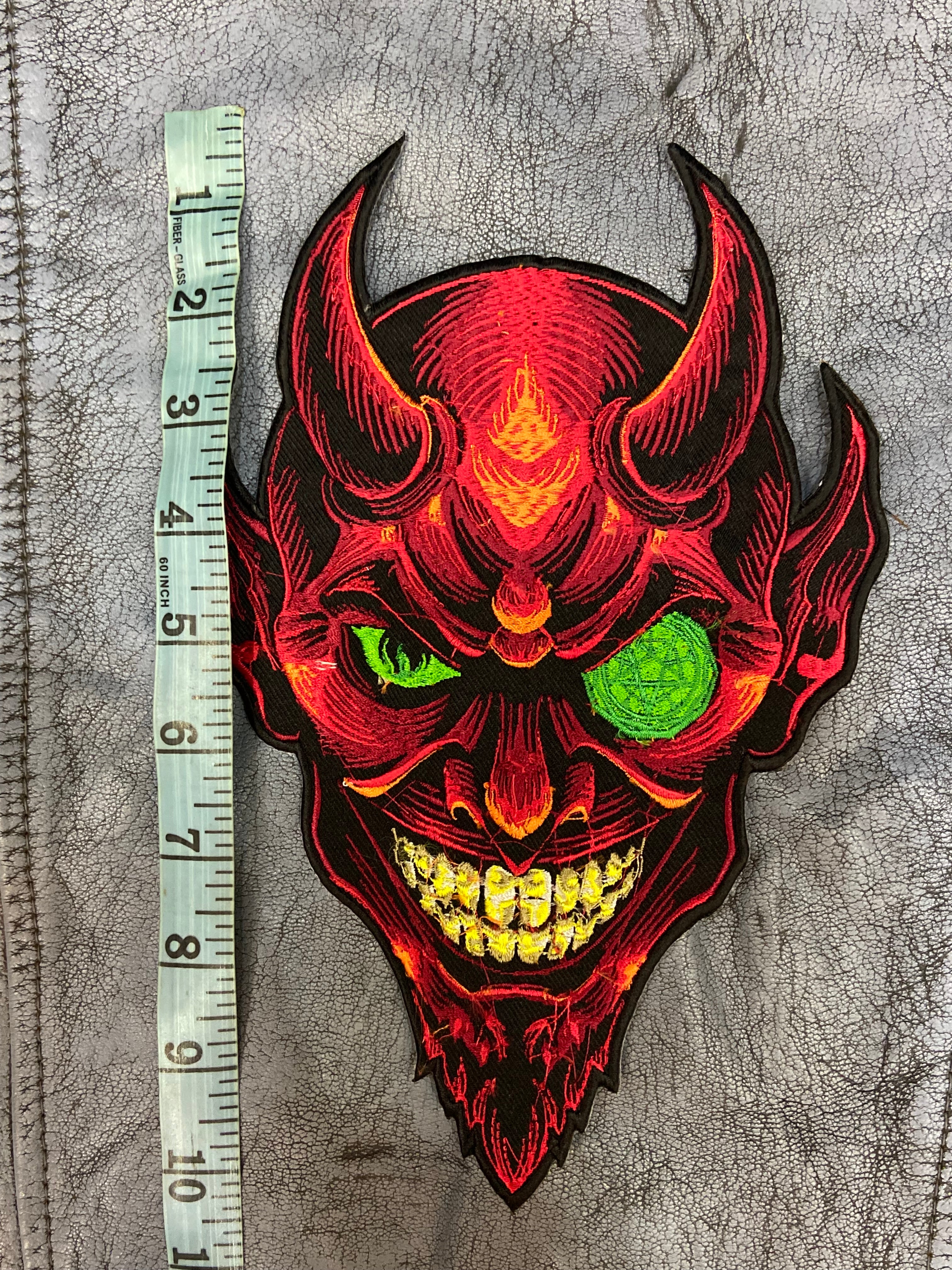 Large Devil Illuminati Face Iron-On Back Patch | Occult & Mystic Applique